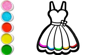 How to draw a Dress 👗🌈 Drawing Colouring for kids Easy Beautiful Cute Dress Drawing for kids [upl. by Marget981]