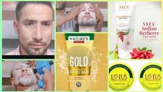 VLCC BERBERRY FACE SCRUB ampLOTUS SCRUB ampGOLD GEL FACE WASH HOW TO APPLYscrub facial vdo lotus [upl. by Ynohtnacram180]