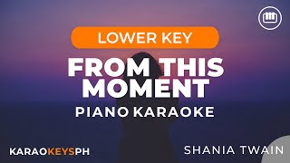 From This Moment  Shania Twain Lower Key  Piano Karaoke [upl. by Enra537]