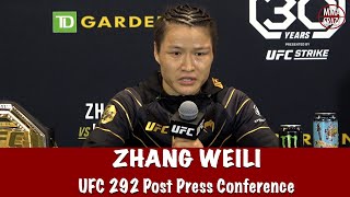 Zhang Weili reacts to dominant Amanda Lemos win future move to flyweight amp Tatiana Suarez next [upl. by Keith]