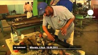 Libyan rebels build weapons in makeshift [upl. by Yacano]