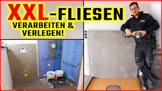 FLIESEN VERLEGEN  Feinsteinzeug 120X120cm als WANDFLIESE verlegen  Home Build Solution [upl. by Farah]