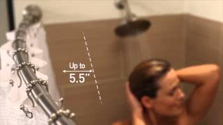 Moen  Tension Curved Shower Rod Product Demonstration [upl. by Arretahs]