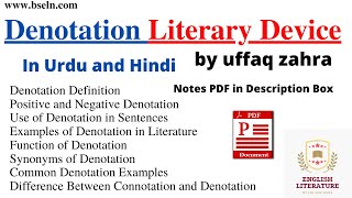 What is Denotation Denotation Positive and Negative in Urdu Function of Denotation PDF [upl. by Anaynek]