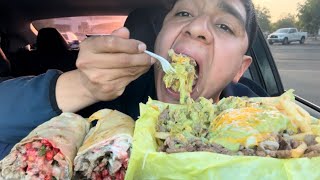 Carne Asada Fries  Hot Cheetos Burrito Mukbang [upl. by Arron]