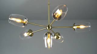 Product Video LI678335 Lysander Ceiling Lamp Antique Brass Glass 6 Light 81cm [upl. by Aurelius]