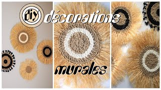 DIY CREER DES DECORATIONS MURALES NATURES au crochet en jute macramé raphia et sisal décobohème [upl. by Akedijn]