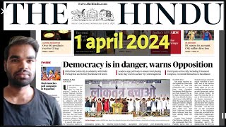 1 april 2024  the hindu newspaper editorial analysis UPSC  daily current affairs  thehindu [upl. by Rahcir994]