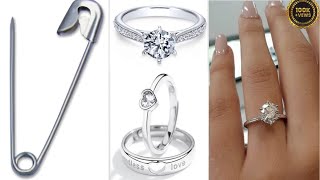 safety pin ring 💍ldea  how to make ring  hend ring  Dly craft idiya 😱💍 [upl. by Yauq842]