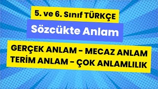 5 6 Sınıf Türkçe Sözcükte Anlam  Gerçek Anlam Mecaz Anlam Terim Anlam Çok Anlamlılık [upl. by Rimisac]