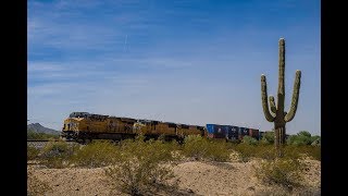 Sonoran Desert ARIZONA 2017 BNSF and UNION PACIFIC trains [upl. by Wilfrid]