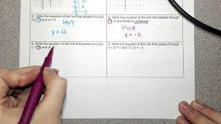 Algebra 41 Part 1 Notes  Writing Equations in Slope Intercept Form horizontal amp vertical lines [upl. by Jarib677]