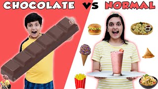 CHOCOLATE vs NORMAL  Food Eating Challenge  Aayu vs Pihu Funny Video  Aayu and Pihu Show [upl. by Zumwalt]