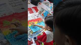 Finger Painting kiddos fingerpainting painting fingerpaintingforkids fingerpaint fyp trending [upl. by Enenaej]