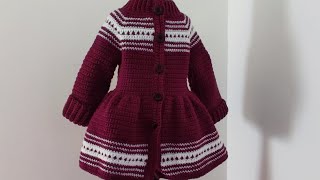 Crochet 55 How to crochet quotWinters talequot cardigancoat for girls Part 1 [upl. by Cornelius]