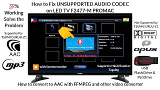 How to solve the unsupported audio format problem LED TV USB  In HindiTamil amp Tagalog 100 Working [upl. by Bates]