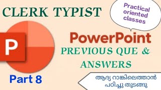 CLERK TYPIST  POWER POINT PREVIOUS QUE amp ANSWERS clerktypist typist powerpoint tutorials pyq [upl. by Nileuqaj]