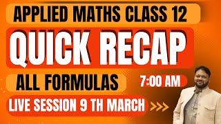 Quick Recap  All Formulas  CBSE Exam 202324 Applied Maths Class 12  Gaur Classes [upl. by Jobye]