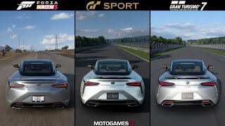 Forza Horizon 5 vs GT Sport vs Gran Turismo 7  Lexus LC 500 Sound Comparison [upl. by Nitsirt]