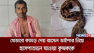 যেভাবে কামড় দেয় রাসেল ভাইপার নিয়ে হাসপাতালে যাওয়া কৃষককে  Russells Viper  Snake  News24 [upl. by Pelag]