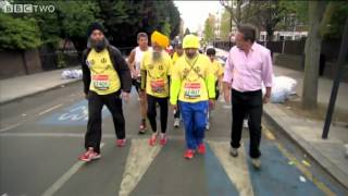 101yearold Fauja Singh Runs the London Marathon  Horizon Eat Fast and Live Longer  BBC Two [upl. by Oemor]