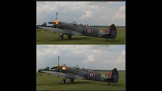 WW2 SPITFIRE START UP FLAMES AT kemble Airport [upl. by Atinauq]