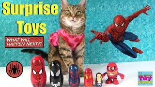 Surprise Toys Spiderman Nesting Dolls Eggs  Play Doh Shopkins MLP  PSToyReviews [upl. by Auhel]