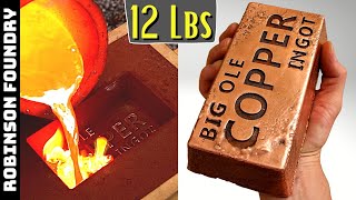 Melting copper at home  Huge copper ingot  quotBIGOLE COPPER INGOTquot │ASMR │ Metal Casting [upl. by Acimot406]