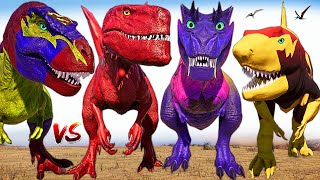 Iron Man Tarbosaurus amp Sharkzilla Vs Dracodentitan amp TREX Jurassic World Evolution Dinosaurs Fight [upl. by Divad]