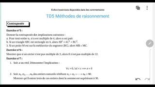 TD5 Méthodes de raisonnement Contraposée Ex567 [upl. by Atkinson154]