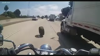 Motorcycle crash on San Diego freeway caused by malicious prank [upl. by Shel]