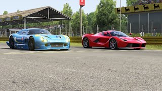 TVR Cerbera Speed 12 Race Car vs Ferrari LaFerrari ar Monza Road Course [upl. by Lonne]