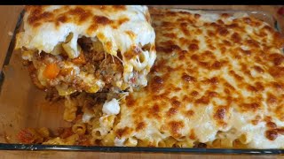 How To Make Baked Pasta With Ground Beef And Bechamel Sauce [upl. by Dnomed]