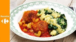 Boulettes au céleri sauce tomate et purée dépinards [upl. by Ennaear]