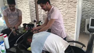 ASMR Turkish Barber Hair Wash Head Massage [upl. by Moscow]