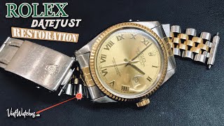 Restoration of a Rolex Datejust 16013  Jubilee Stretchrepair amp Case Restoration [upl. by Arabele876]