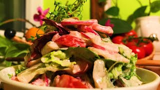 Cress Radish Tomato Radicchio Romaine Salad with Garlic Cashew Dressing  Take 3 [upl. by Vincenz]