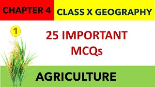 261  MCQs Class10 GEOGRAPHY chapter 4  AGRICULTURE MCQs  Sst Class 10 CHAPTER 4 MCQs 1 [upl. by Enneiluj]