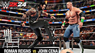 WWE 2K24  Roman Reigns vs John Cena  No Holds Barred Match  Wrestlemania Main Event [upl. by Jae]