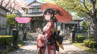 HÌNH NỀN ĐỘNG 2K  Anime Girl Kimono With Cherry Blossom  Live Wallpaper PC [upl. by Enaxor]