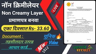 Non Creamy Layer Certificate Online In Maharashtra  How to apply non creamy layer in marathi [upl. by Ennayelsel]