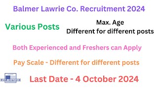 Balmer Lawrie Corporation Ltd Various Posts Recruitment 2024  Latest Jobs Notifications [upl. by Anairt]