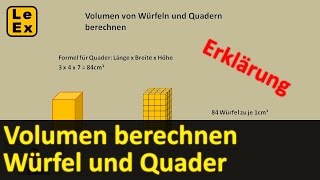 Volumen von Würfel und Quader berechnen  Erklärung [upl. by Ertnod503]