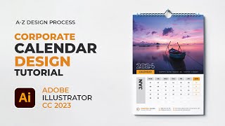 How To Make 2024 A3 Page Wall Calendar Design In Adobe Illustrator CC 2023 [upl. by Naras]