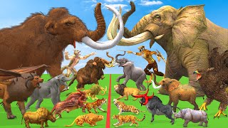 Prehistoric Mammals vs Modern Animals vs Elephant vs Woolly Mammoth Animal Epic Battle [upl. by Hanahsuar]