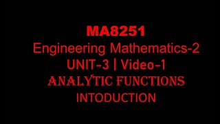 ANALYTIC FUNCTIONS INTRODUCTION VIDEO1 [upl. by Adon]