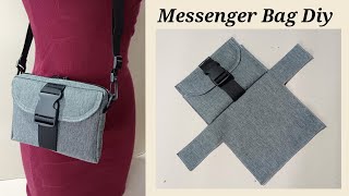 EASY MESSENGER BAG MAKING  bag sewing tutorial diy [upl. by Annasiul280]