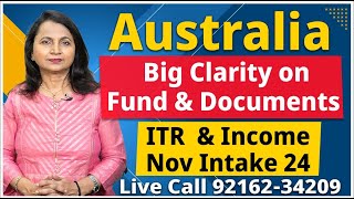 Australia Big Clarity on Fund amp Documents  ITR amp Income  Au study visa updates 24 I Nov Intake 24 [upl. by Htebasile]