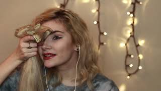 reviewing hair extensions hair brushing sounds  Cloveress ASMR [upl. by Milzie]