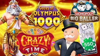 R65000 Starting Balance  Crazy Time Monopoly Big Baller and Gates of Olympus 1000 [upl. by Kinsman]